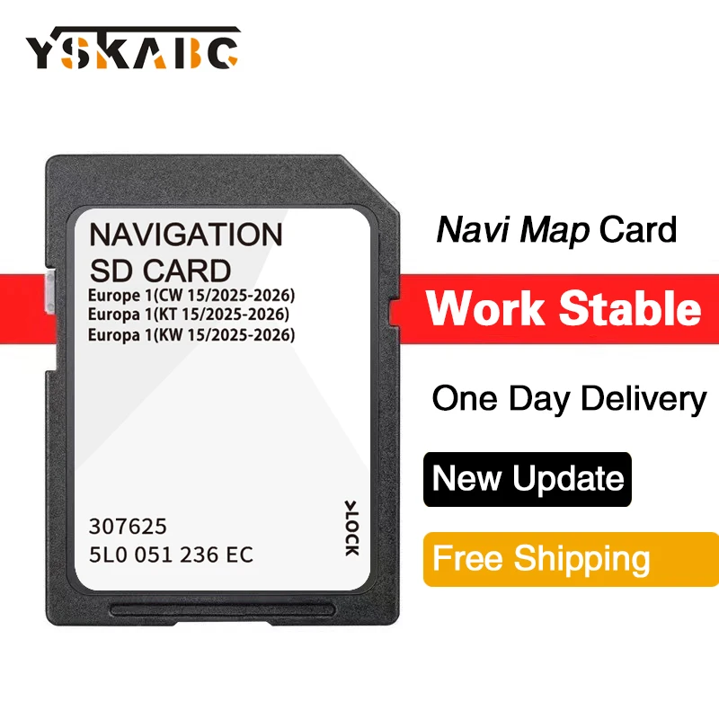 

for Skoda Octavia Superb Fabia Yeti Car A1 32GB MIB2 Sat Navi SD Card Europe map 5L0051236EC 2025-2026 Discover Media GPS Card