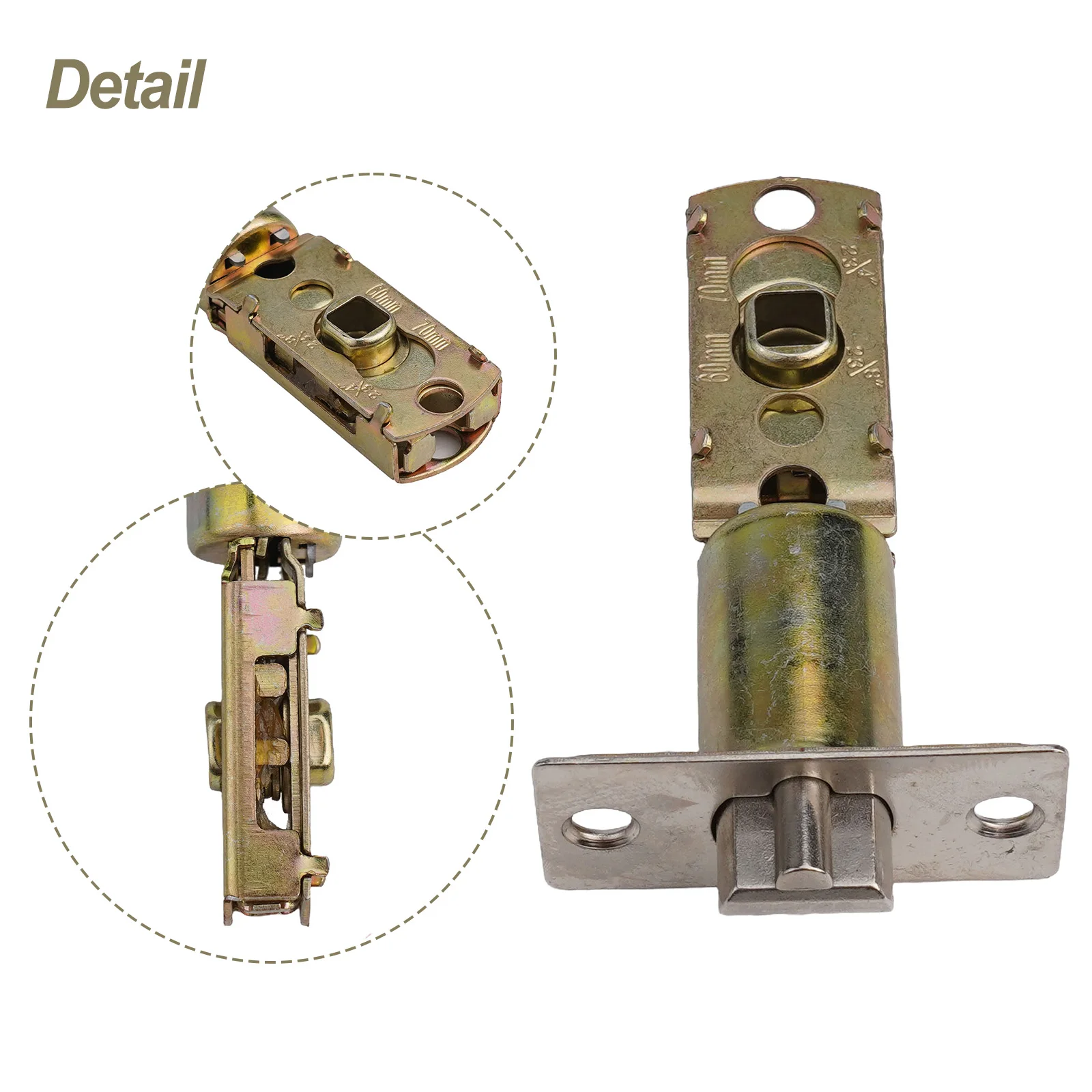 1pc Tubular Latch Toilet Lock Core 304 Stainless Steel Flat Mortice Door Tubular Latch Internal Bolt Facility Hardware