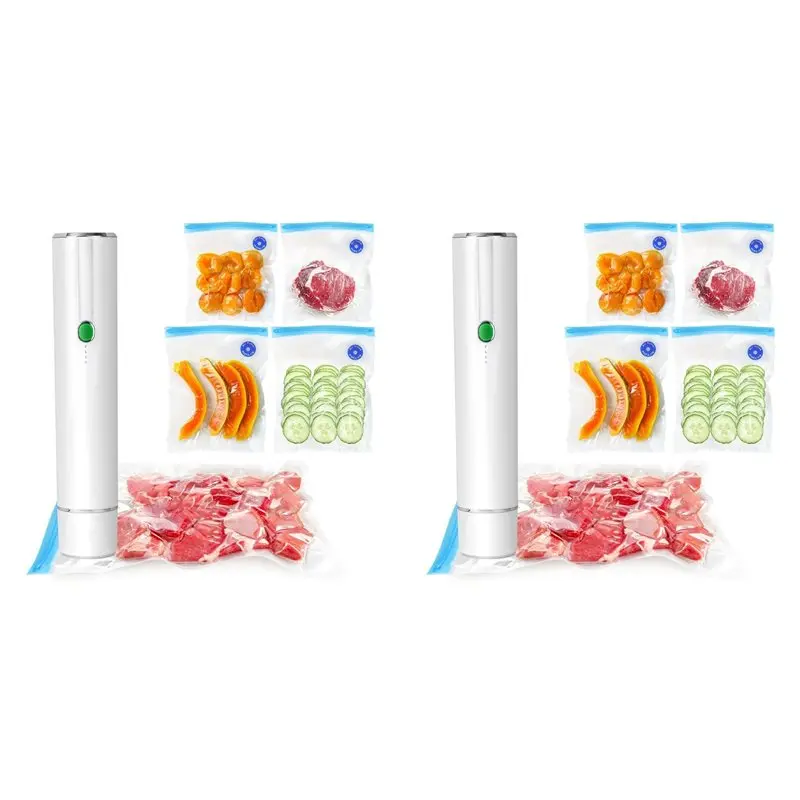 

AA73 2X Вакуумный упаковщик для пищевых продуктов - Беспроводной ручной вакуумный экономщик для пищевых продуктов с 10 пакетами для запечатывания, для сохранения продуктов и свежести продуктов