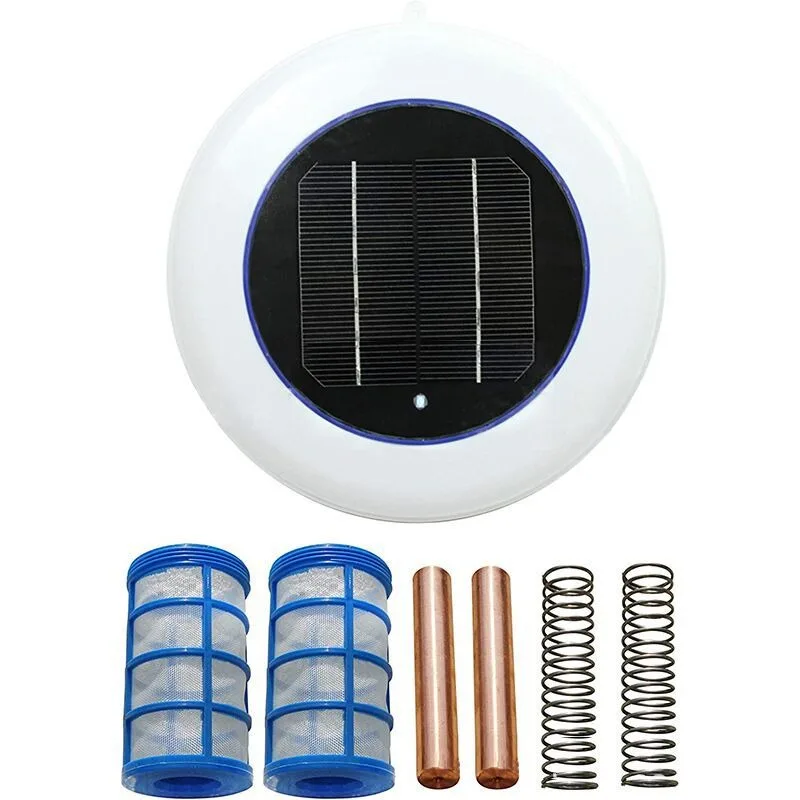 Solar water purifier copper and silver ion swimming pool algae removal and disinfection purifier