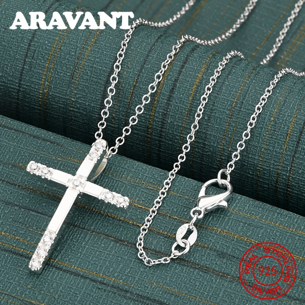 925 Sterling Silver Cross Pendant Necklace For Women, Commuter Accessories, Christmas Gifts, Jewelry