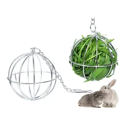 Stainless Steel Round Sphere Feed Dispense Exercise Hanging Hay Ball Guinea Pig Hamster Rabbit Pet Toy