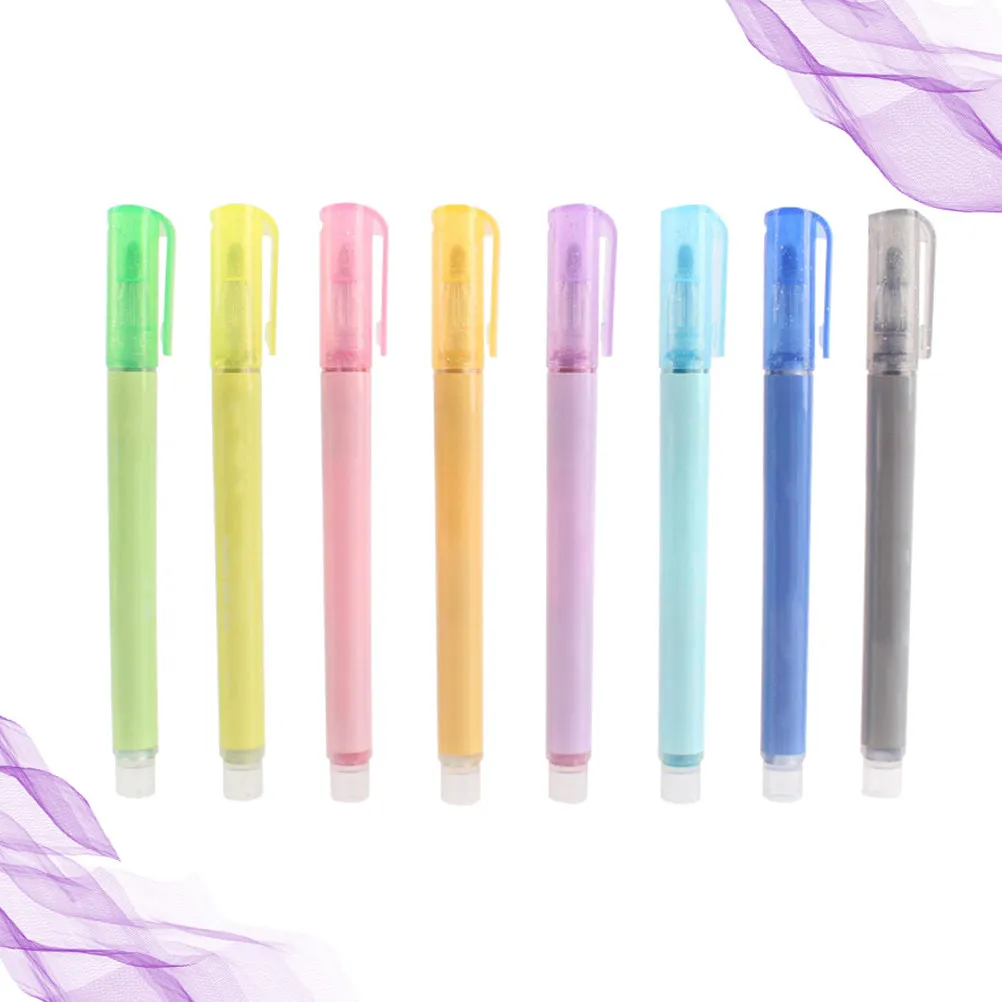 8Pcs Safe Smooth-Start Fluorescent Marker Pens Double Line Outline Pen Crisp Clean Lines DIY Craft School Journal