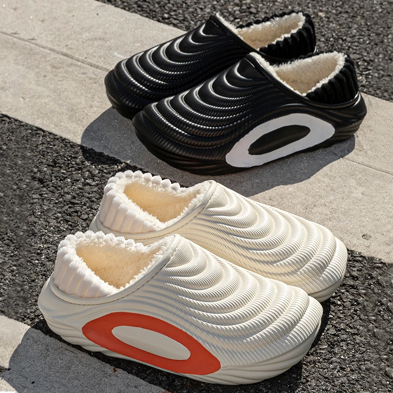 

Women's Men's Thick Soft Bottom Home Slippers Household Waterproof Plush Slippers Anti-slip Thermal Slippers Indoor Winter Flats