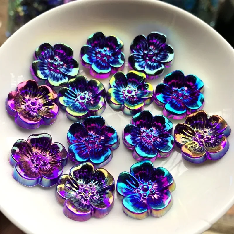 10pcs19mm Flower Design Acrylic Rhinestone, Flat back Art Beads Decorate DIY rhinestone applique  crystal Flower