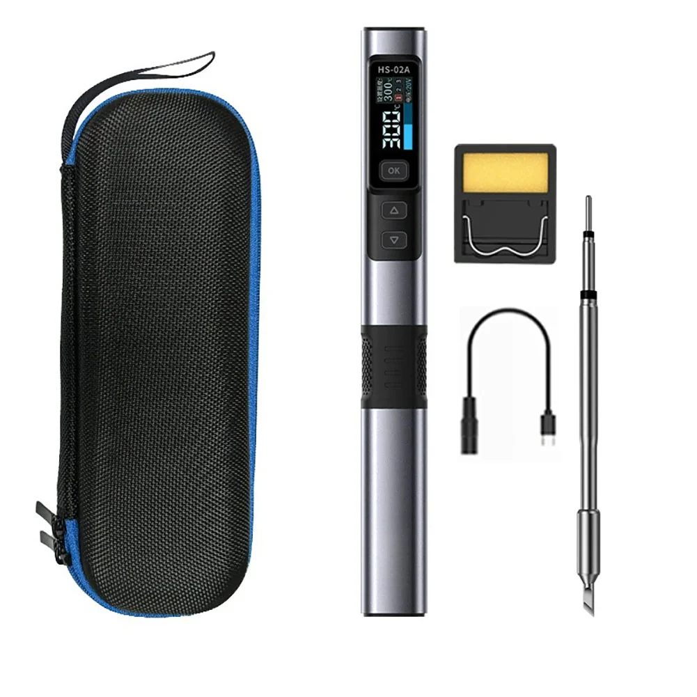 HS-02A 100W Soldering Iron Kit with Ergonomic ABS Housing Black Finish 180mm Length for Comfortable Extended Use