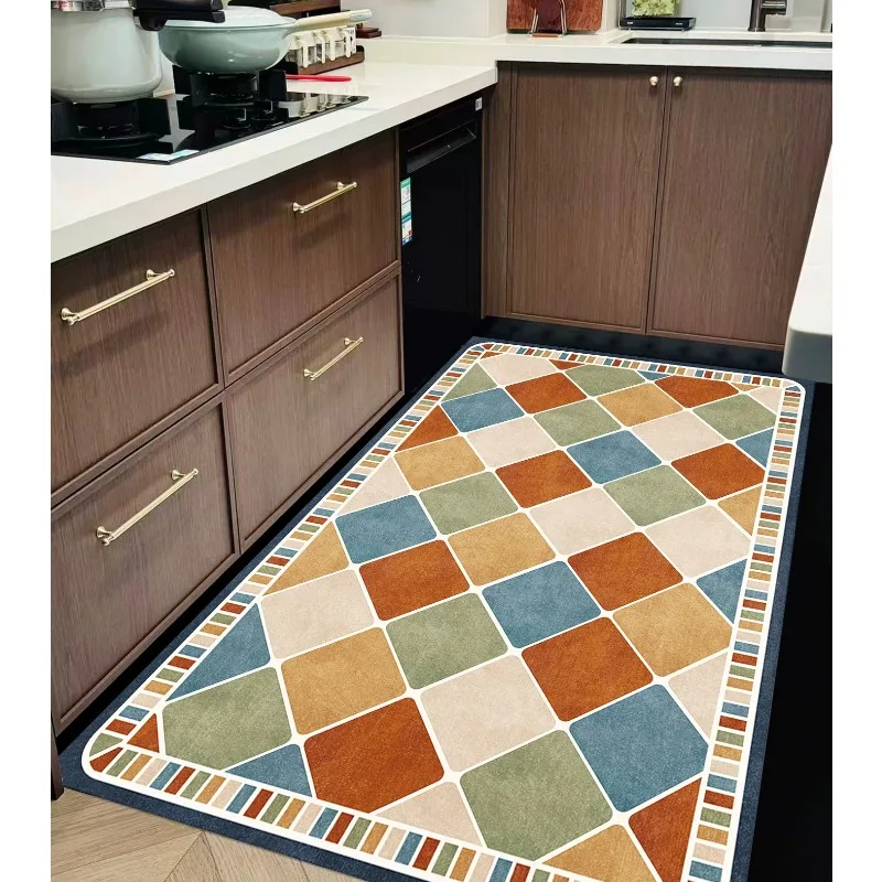 Kitchen Floor Mat Modern Simple Waterproof Oil-proof PVC Leather Carpet Dirt-resistant Non-slip Rugs for Home Balcony