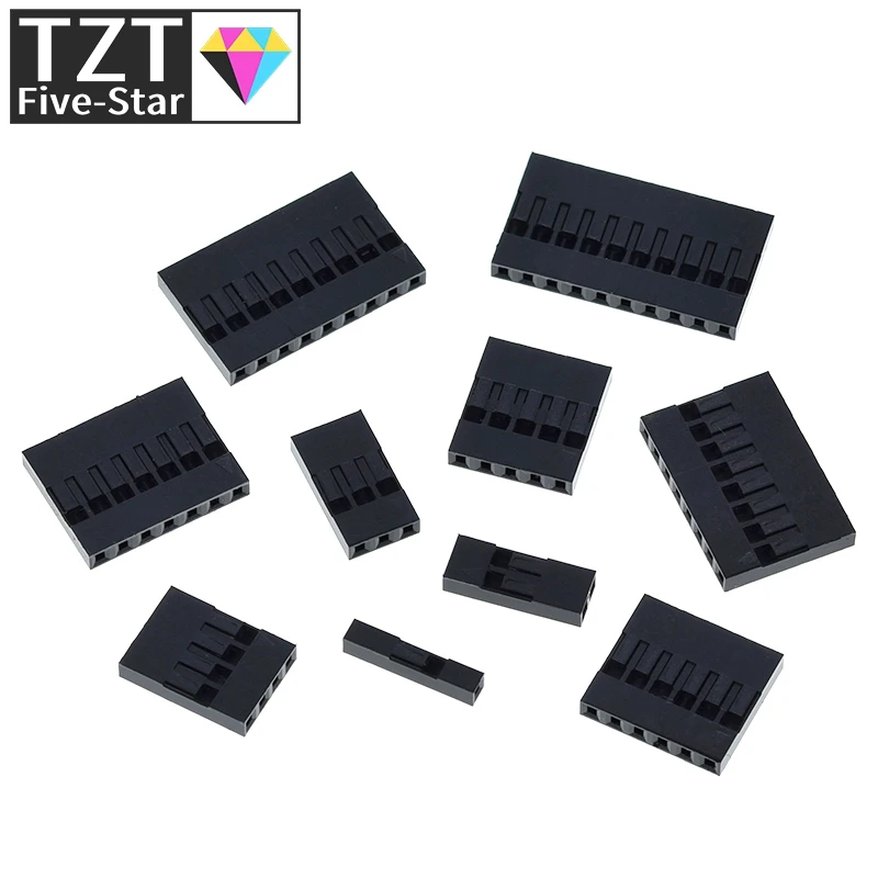 50Pcs Hot Sale Dupont Plastic Shell 2.54mm Single Row Dupont Connector 1P/2P/3P/4P/5P/6P/7P/8P/9P/10P 2*4pin/2*5pin Housing