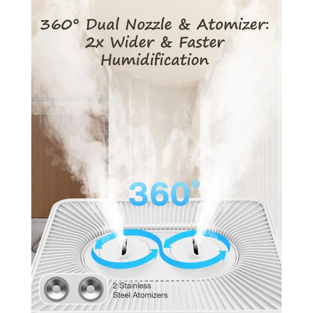 Warm and Cool Mist Humidifier Large Room, Whole House Humidifiers for Home, Quickly & Evenly Humidify Larger Areas