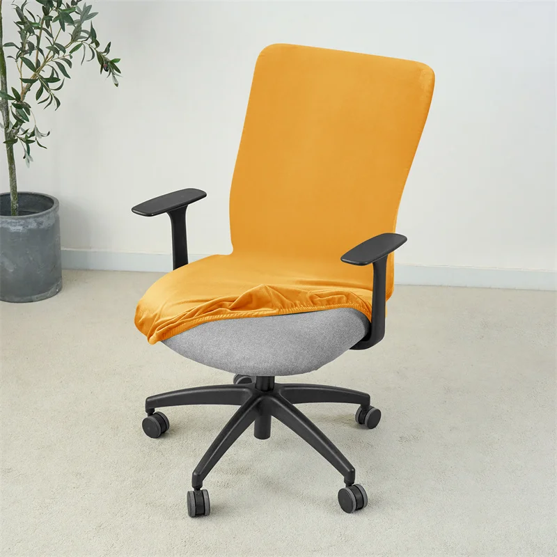 1PC Velvet Office Chair Cover Solid Color Stretch Gaming Computer Armchair Slipcover Anti-dirty Rotating Desk Seat Chair Covers