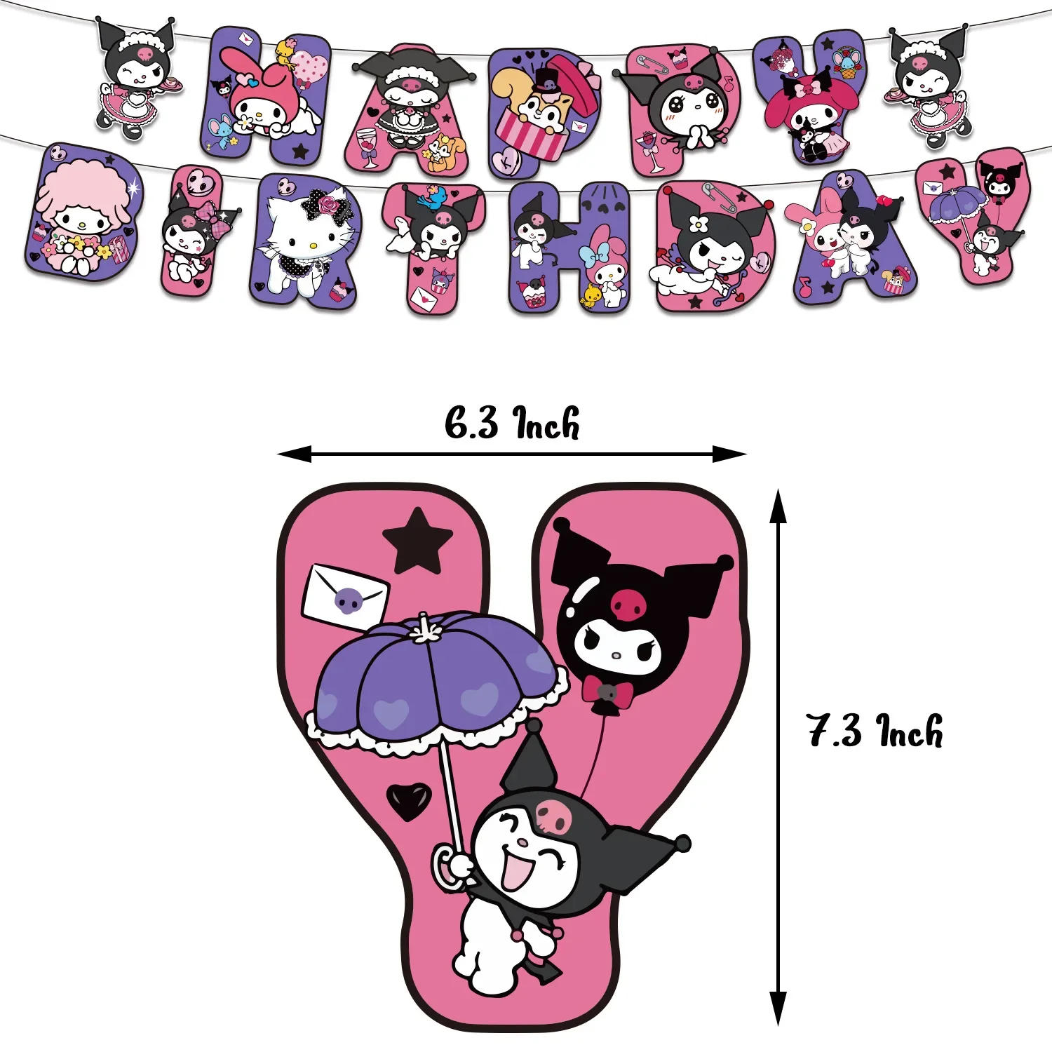 Cute Kuromi Birthday Themed Party Decorations Set Party Supplies Property Balloon Invitation Card Insert Label Accessory Gift