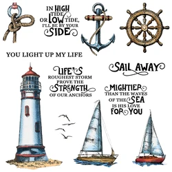 Mangocraft Lighthouse Sailboat Navigation Cutting Dies Clear Stamp DIY Scrapbooking Metal Dies Silicone Stamps For Cards Albums