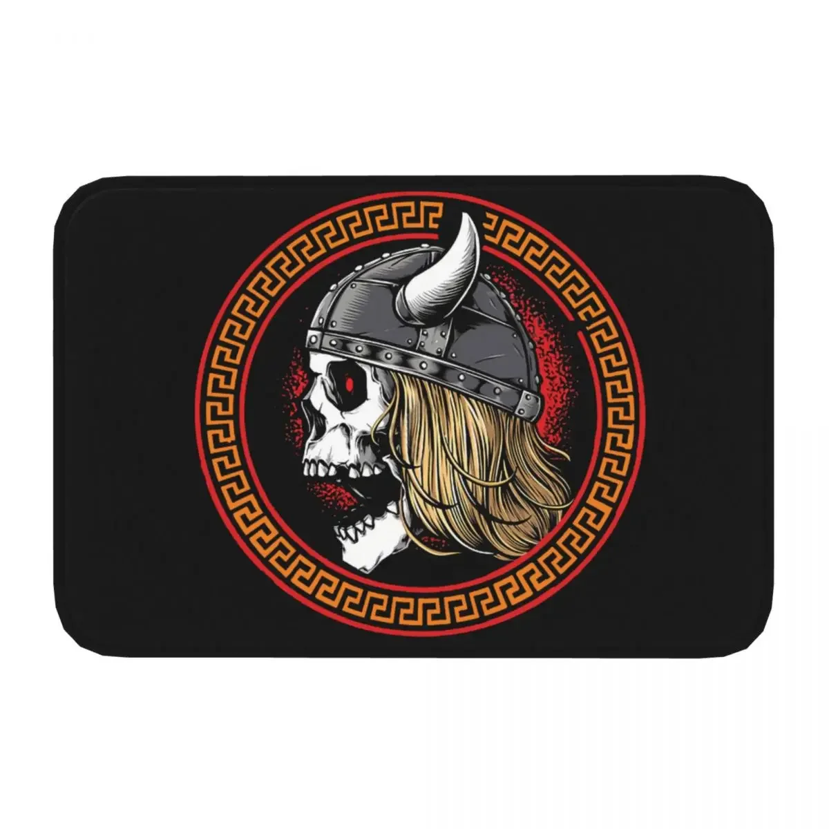 Viking Valhalla Bedroom Mat Funny Skull Warrior Wearing Helmet Rug Home Doormat Living Room Carpet Balcony