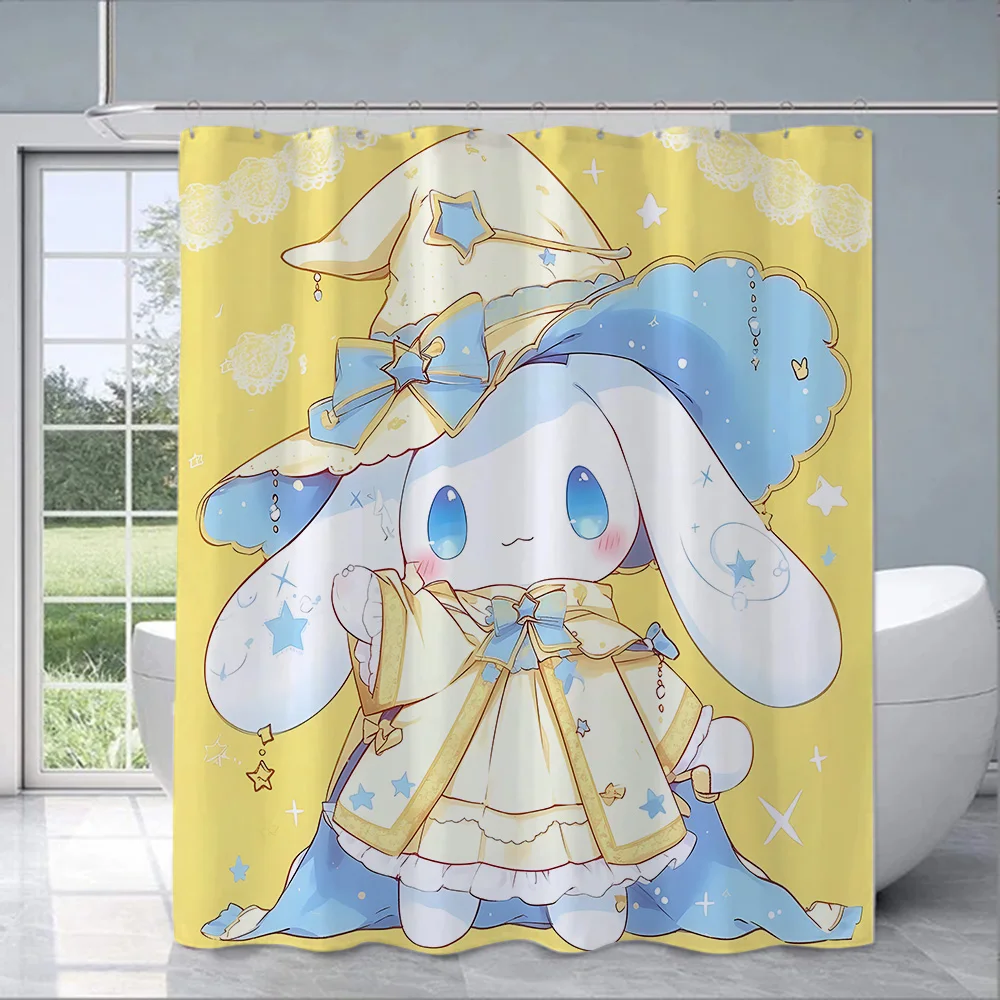 Cute Cartoon C-Cinnamoroll Shower Curtain Waterproof Polyester Fabric Paint Colorful Bath Curtains Curtain With Hook