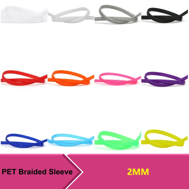 

1-50M 2mm Insulated PET Braid Sleeves Sleeving High Density Cable Sheath Wrap Cable Protector Braid For Wires