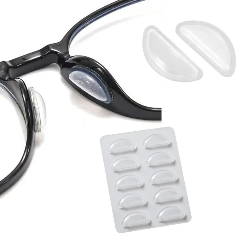 Self‑Adhesive Black Silicone Half‑Moon Glasses Nose Pads, Concave‑Convex Height‑Reducing Nose Patch Stickers for Sunglasses