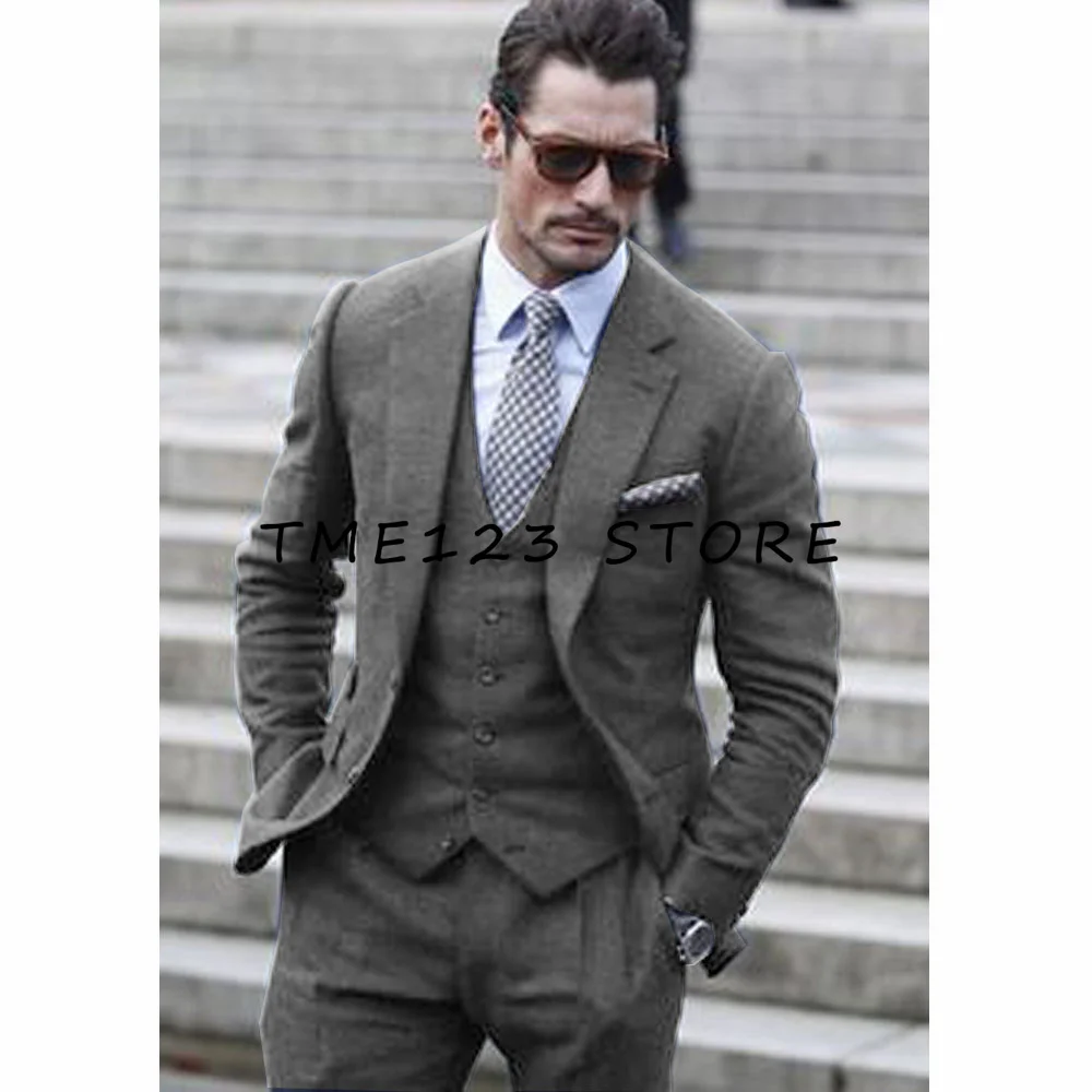 Weding Suit for Men Black Suits for Wedding 2023 Men\'s Flax Casual Business Single Breasted Three-Piece Suit Pants Sets Full