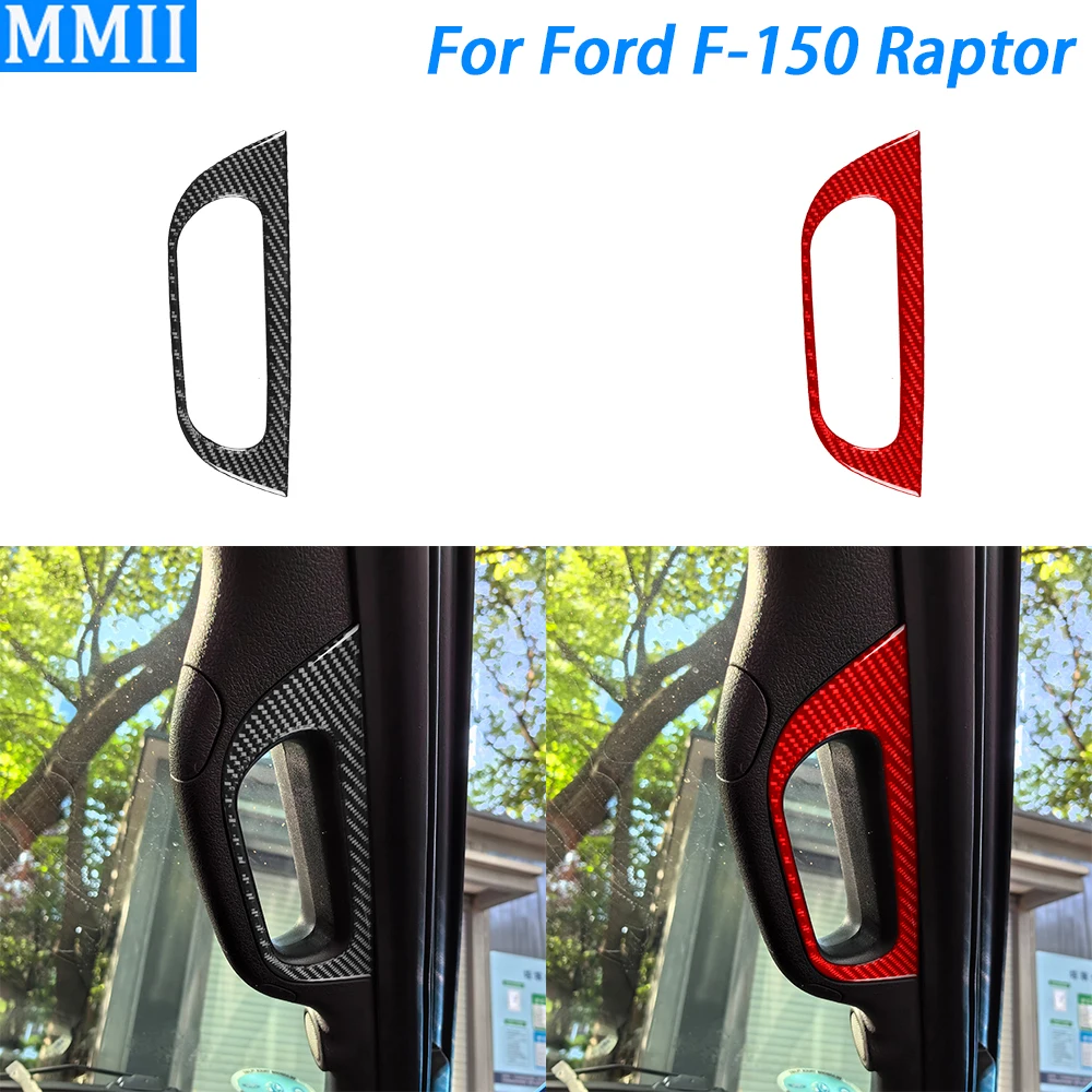 

For Ford F150 Raptor 2009-2014 Carbon Fiber Co-pilot A-pillar Handle Panel Cover Car Interior Decoration Accessories Sticker