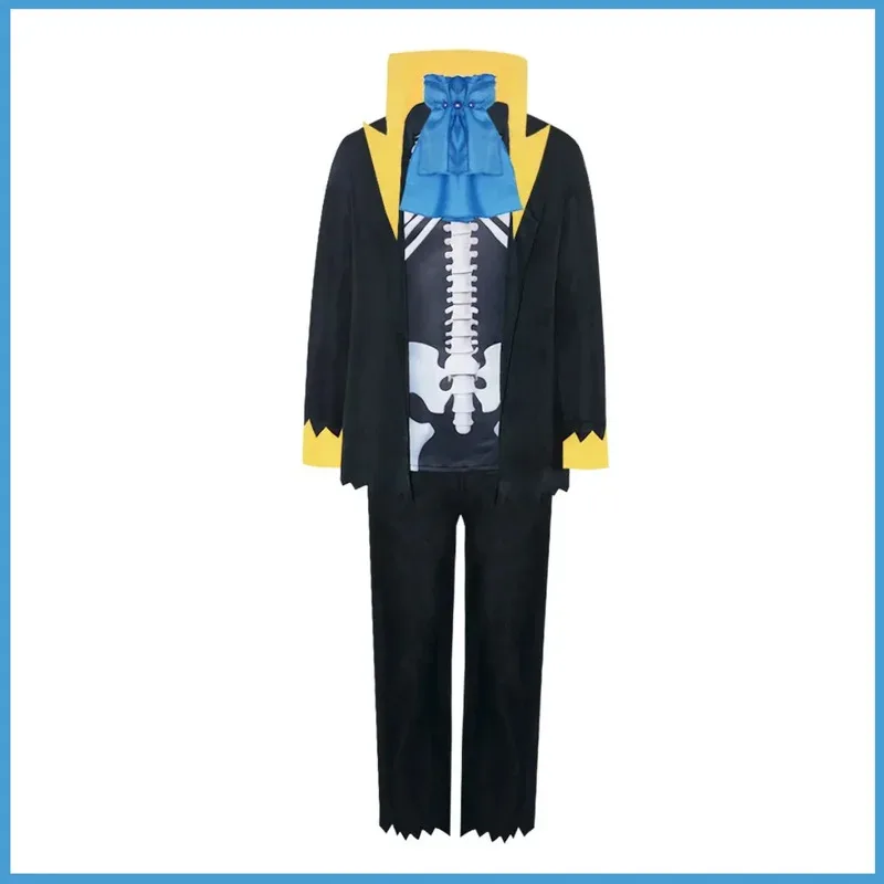 

2025 aaa Anime Burukku Cosplay Costume Brook -Revive Fruit Black Skull Print Uniform Full Set Wig Man Halloween Party Suit