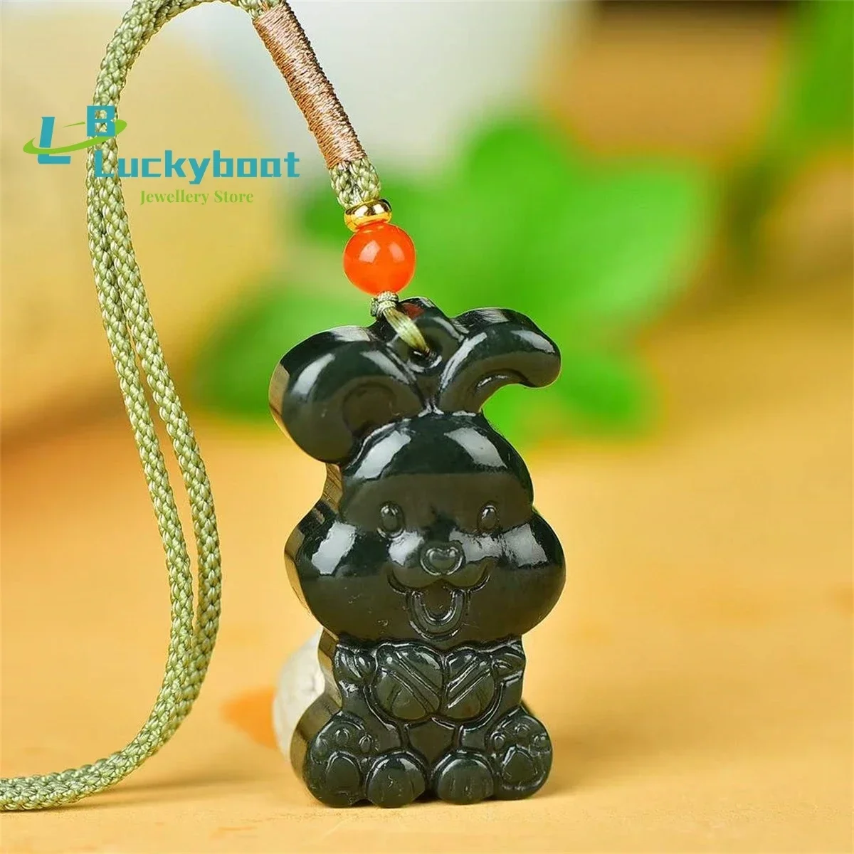 Natural Hotan Jade Lucky Rabbit Pendant Simple and Generous Personality Fine Fashion Versatile for Men and Women