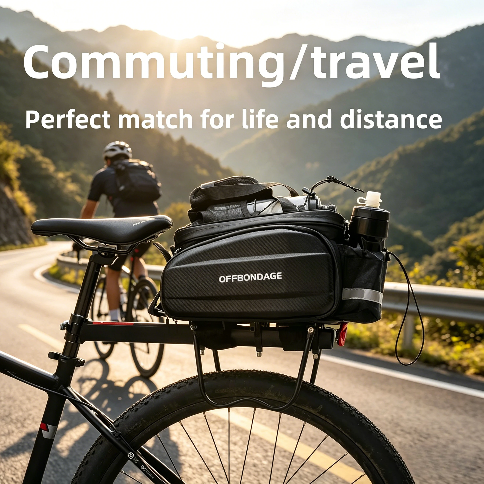 OFFBONDAGE Fahrrad-Gepäckträgertasche mit harter Schale, große Kapazität, Fahrrad-Umhängetasche, wasserdichte Fahrrad-Gepäckträgertasche für MTB, Radfahren, E-Bike