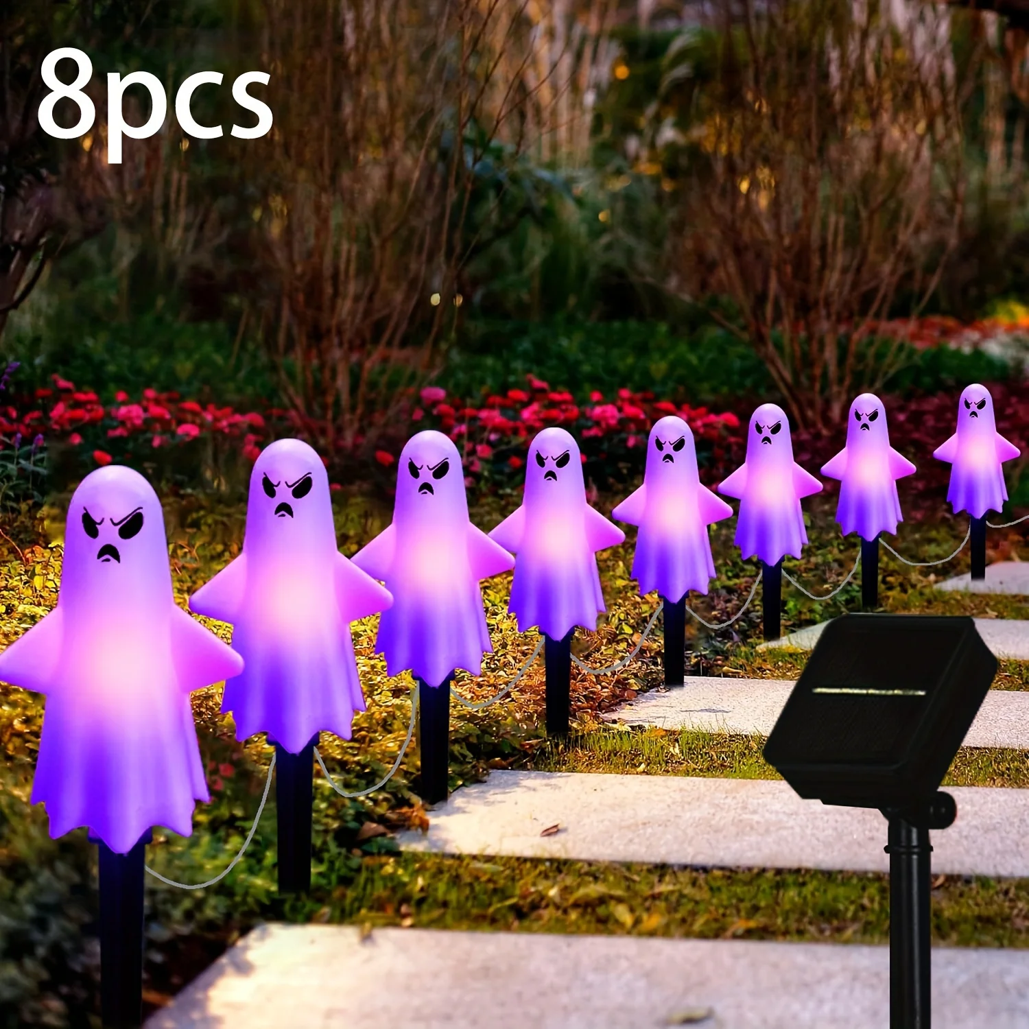 

8/12pcs Solar-Powered Halloween Skeleton Decorations Lights, Garden Yard Lawn Decor for Spooky Graveyard , Christmas
