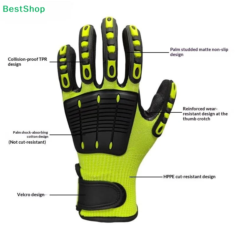 〔Q〕Cut Resistant Safety Work Glove Anti Vibration Anti Impact Oil-proof Protective With Nitrile Dipped Palm Glove For Working