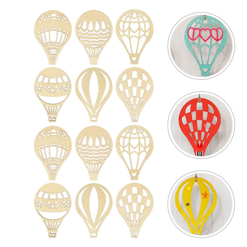 

10Set Hot Air Balloon Wooden Cutouts Unfinished Wood Slices DIY Crafts Decorations Holiday Gift Handmade Unfinished Wood Crafts
