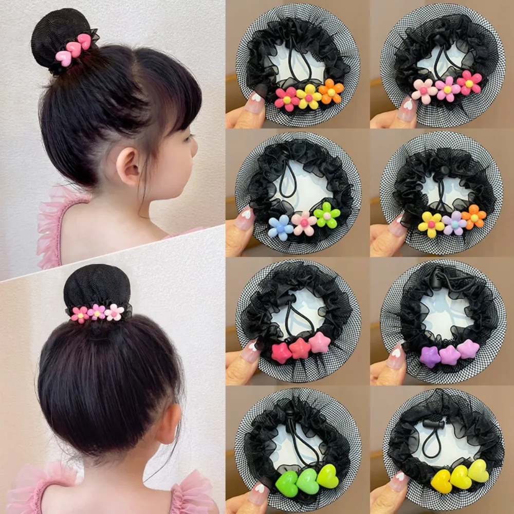 Flower Ballet Elastic Hair Net Heart Drawstring Style Hair Ballet Bun Covers Weave Adjustable Star Ballet Hair Snood Latin