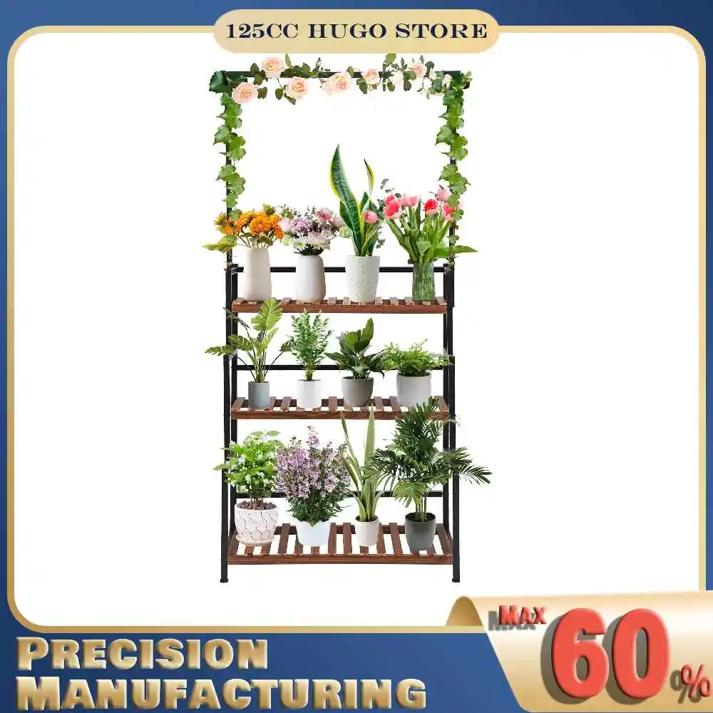 

Трехуровневая подвесная подставка для растений ‎ Подставка для цветочных горшков для дома и улицы, металлическая подставка для растений с открытым дизайном