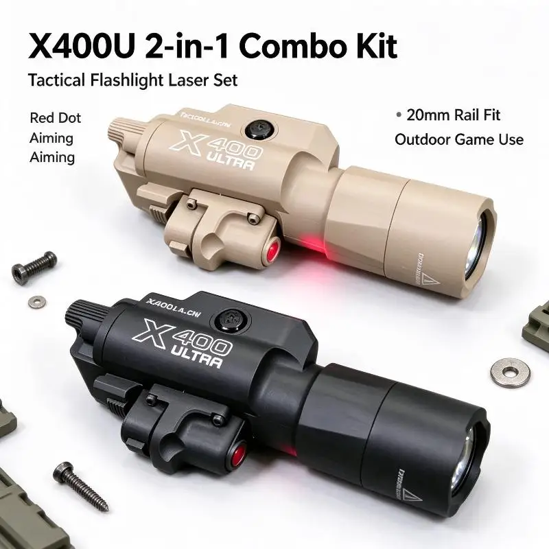 Tactical 2-In-1 X400U Flashlight Laser Pointer, High Power 20Mm Rail Fitting For Toy Airsoft CS Game Gear