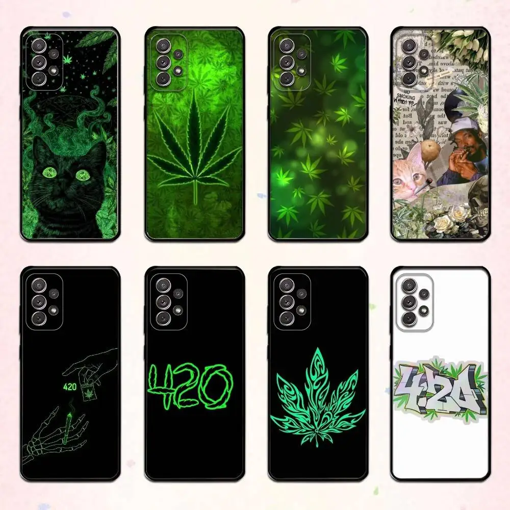 

cool L-Leaf W-Weed 420 S-Smoking Phone Case For Samsung S 25,24,23,22,30,21,10,9,Ultra,Plus,Lite,FE,4,5 G Soft Black Case