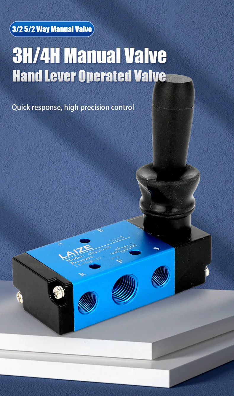 Detalhe 3 de Válvula solenoide 3/2 5/2 Way Pneumatic Air Hand Lever Operated Valve Manual Control 2 Position 3 5Port Push-Pull 3H210-08 4H210-08 Pneumática