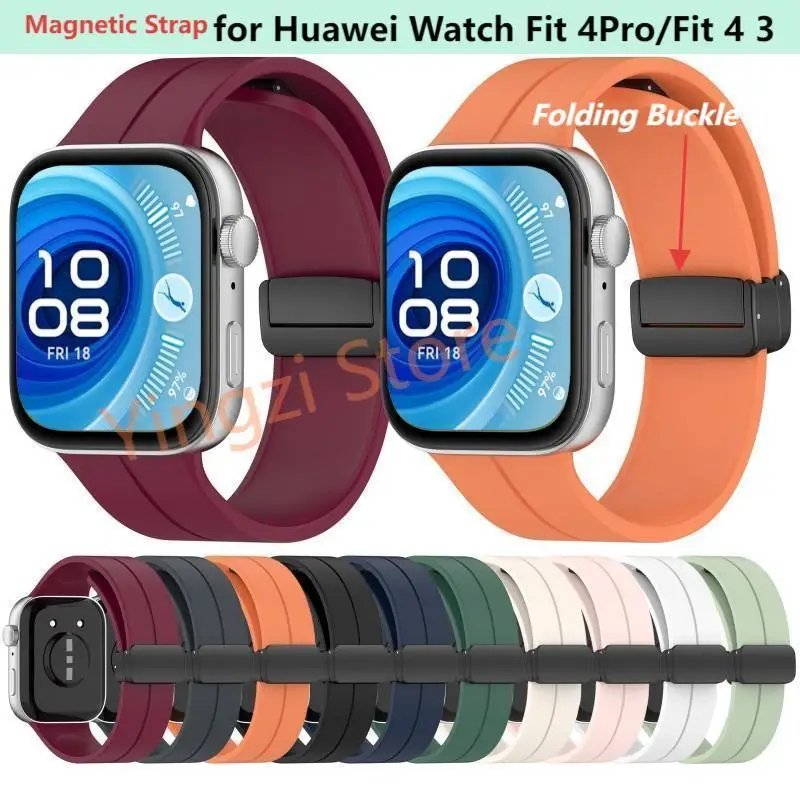 

Магнитный силиконовый ремешок для часов Huawei Watch Fit 4 4 Pro, сменный ремешок для часов Huawei Watch Fit 4Pro Fit 4 3, аксессуар для браслета