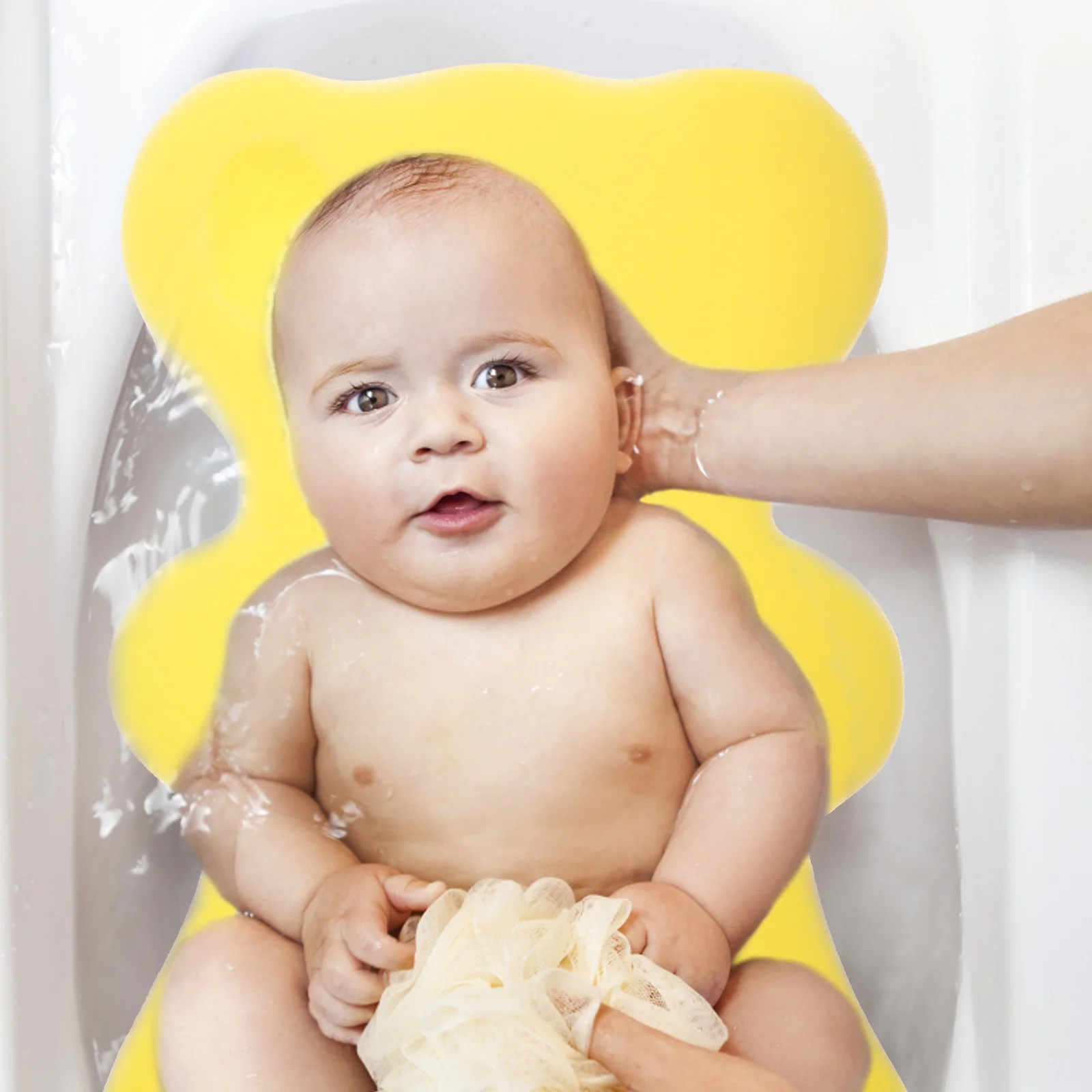 

Baby Bathing Anti-slip Pad Mat Infant Tub Newborn Sponge Bathtub Odorless Thickened Cartoon Yellow Non-skid Support Comfortable