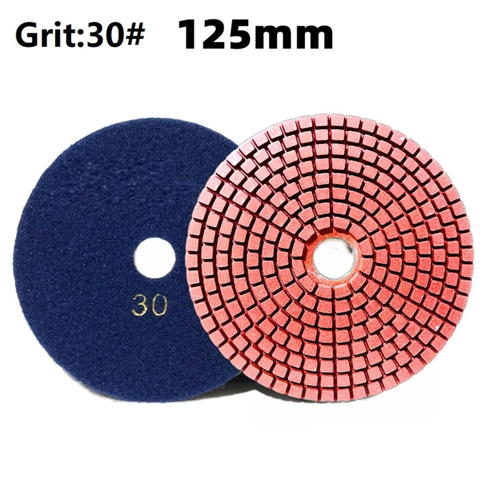 

5 Inch 125mm Dry Wet Polishing Pads for Stone Long Lifespan Random Color (30/50/100/150/500/800/1000/1500/2000/3000#)