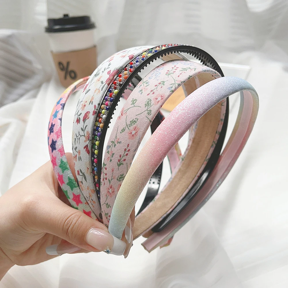 3PCS Modern Women Cloth Hair Bands Headdress Headband Girls Classic Plaid Imitation Pearl Hair Hoop Hair Accessories Headwear