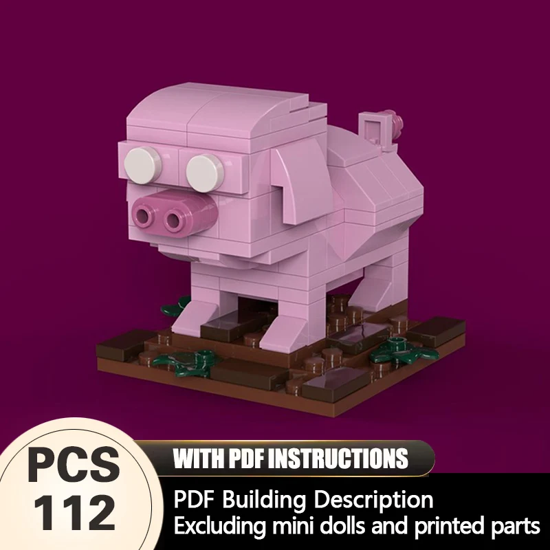 

Creators Animal Series Model MOC Building Bricks Pink Piggy Modular Technology Gifts Holiday Assemble Children Toys Suit