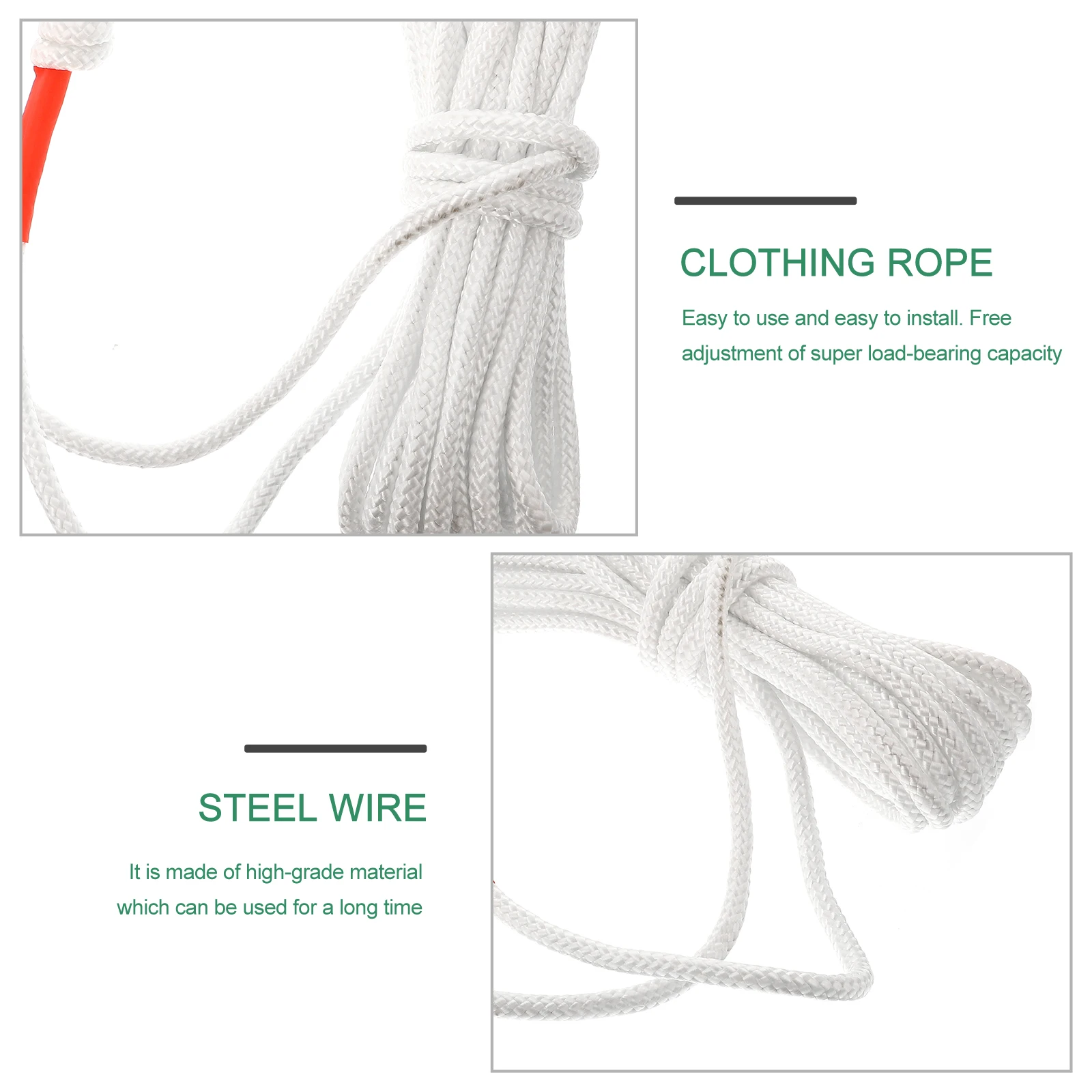 

Drying Rope Safety Auxiliary Rope Nylon White Steel Wire Core Clothesline for Travel Home Balcony Indoor Air drying