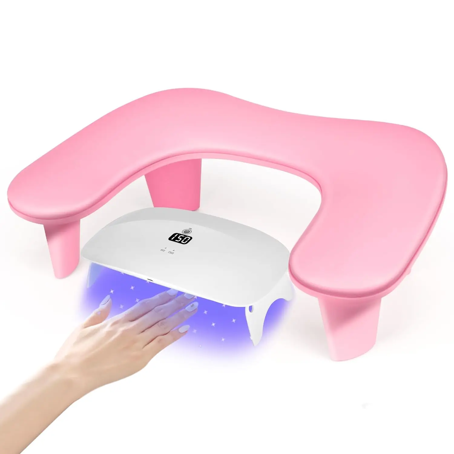 Big U-Shaped Arm Rest For Nails Tech Extended Support Surface Armrest Pillow Cushion for Nail Hand Rest with Stable Brackets