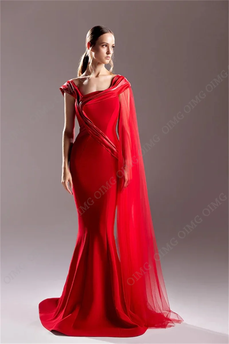 OIMG gaun malam panjang warna merah antik gaun Prom Formal bahan Satin gaun wanita untuk acara spesial