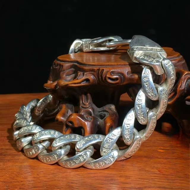 

Antique collection silver bracelet men's old silver bracelet natal year domineering wealth gathering gift silver jewelry