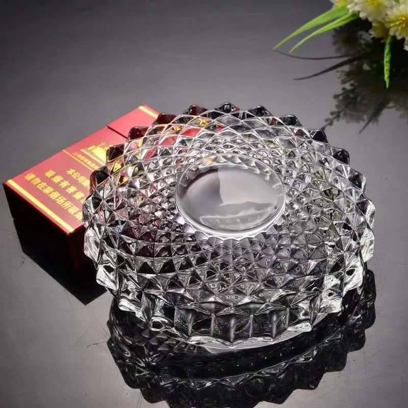 Unique Creative High Value Ash Tray For Home Office Crystal Glass Simple Personality Ashtrays Fly Ash Proof Smoking Accessories