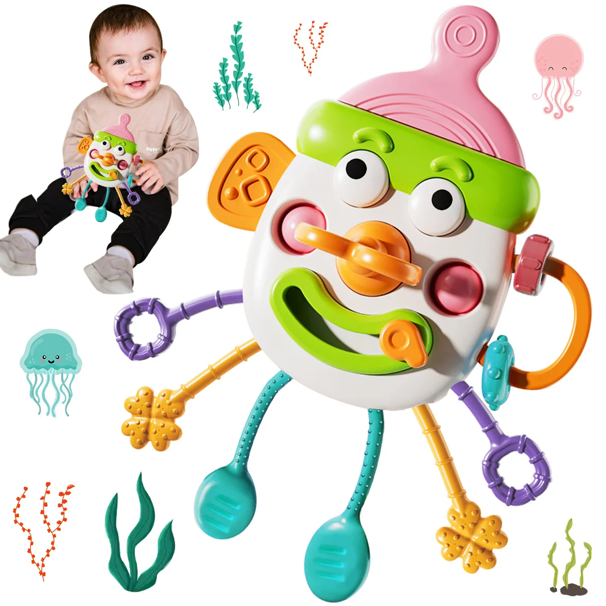 ของเล่นลูกบอลมือถือแบบขวด, ของเล่นเสริมพัฒนาการเด็กหกในหนึ่งเดียว, ของขวัญคริสต์มาสและวันขอบคุณพระเจ้า, สีสุ่ม