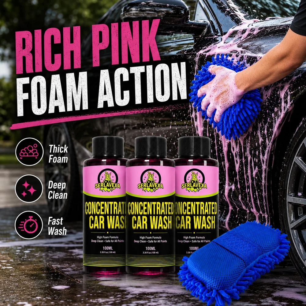 120ml 3pcs Concentrated Car Wash Liquid with Microfiber Mitt High Foam Auto Shampoo Cleaner for Car Motorcycle Paint Care