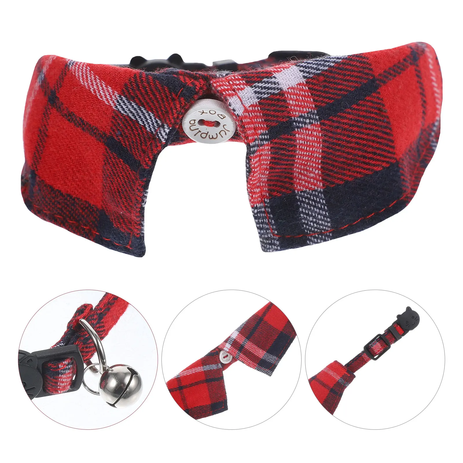 

Cat Collar Cute Adjustable Kitten Bell Plaid Pet Collar Breathable Durable for Daily Wear Photos Kitten Collars
