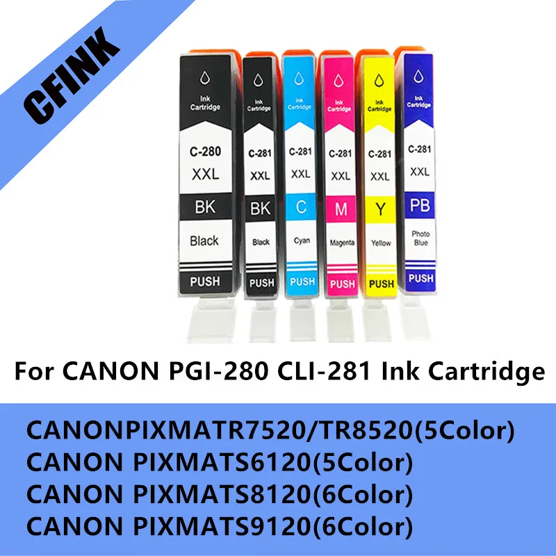 

PGI-280XL CLI-281XL PGI 280XL CLI 281 ink Cartridge For Canon TS6120 TS6220 TS6320 TS9520 TS9521C TS702 TR7520 TR8520 printer