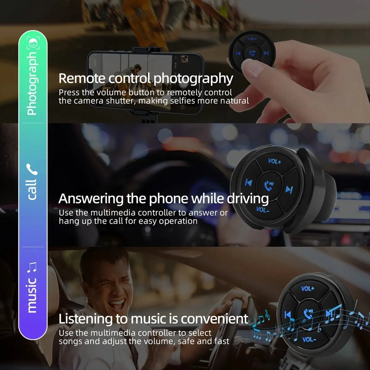 【HOT!A25P】Wireless Bluetooths Remote Controller Car Motorcycle Bike Media Button MP3 Music Player for IOS Android Phone Tablet