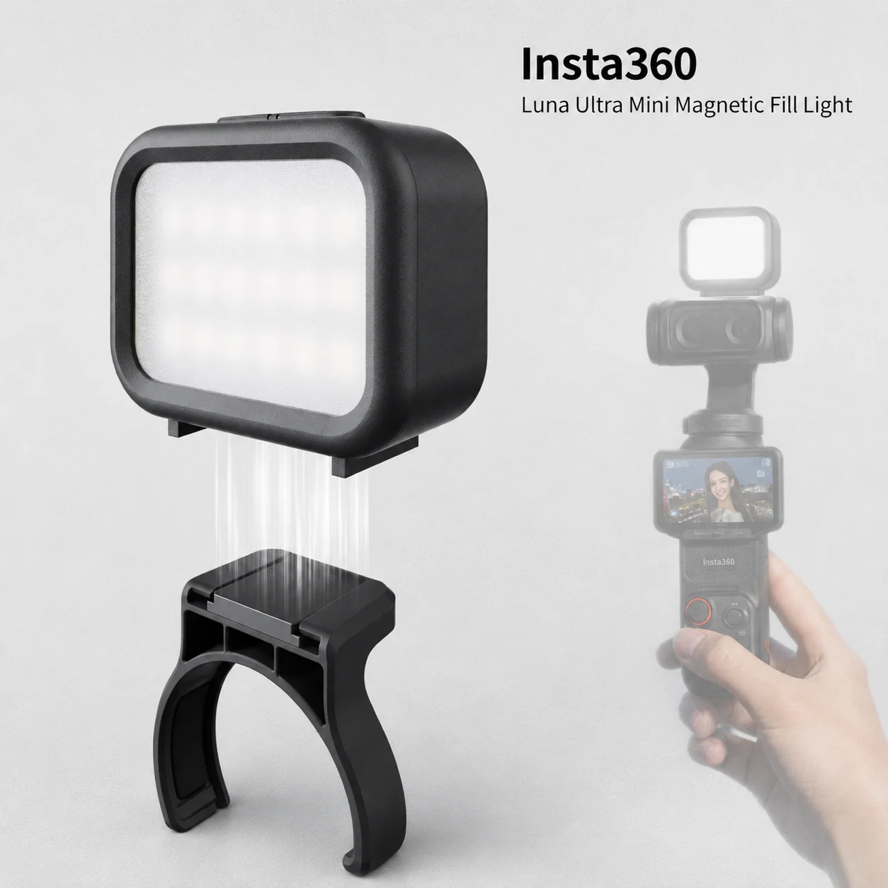 Mini Magnetic Fill Light for Insta360 Luna Ultra, 4 Color Temperature Adjustable LED Video Light for Vlog Selfie