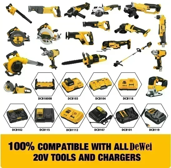 For DeWalt 20V MAX 6.0/8.0Ah cordless Tool Replacement Battery Compatible with DCB184 DCB181 DCB182 DCB200 Dewalt battery